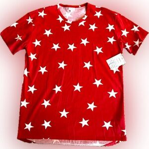 LuLaRoe Red Star Pattern Patrick T-Shirt